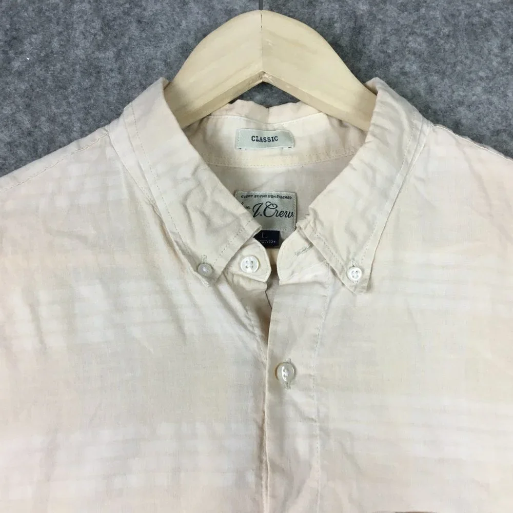 J Crew Shirt L Mens Overdyed Plaid Button Up Cotton Blend Long Sleeve Casual